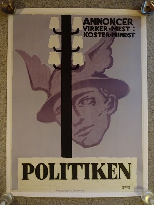 ANNONCER VIRKER MEST : KOSTER MINDST - POLITIKKEN - vintage post