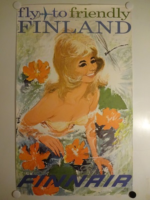 FLY TO FRIENDLY FINLAND - FINNAIR - org vintage poster -