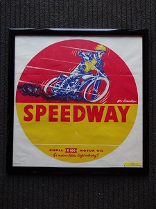 SPEEPWAY - SHELL X-100  - org vintage poster MOTOR OIL