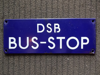 DSB BUS-STOP - originalt DSB emaljeskilt