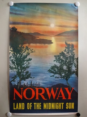 NORWAY - LAND OF THE MIDNIGHT SUN - org vintage poster