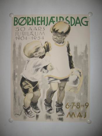 Børnehjælpsdag 50 års Jubilæum 1904-1954 - vintage poster