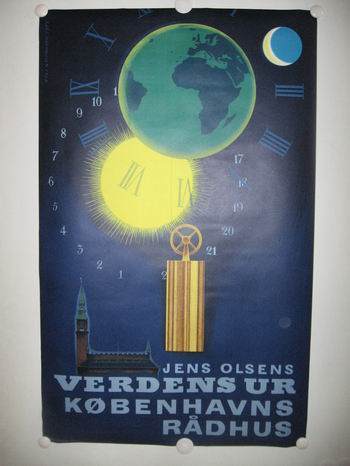 Jens Olsens Verdensur - Københavns Rådhus - vintage poster