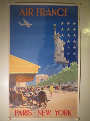 AIR FRANCE PARIS - NEW YORK - org vintage poster
