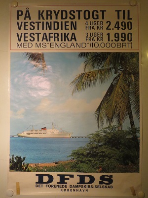 DFDS PÅ KRYDSTOGT TIL VESTINDIEN + VESTAFRIKA - vintage poster