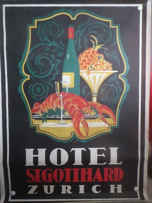 HOTEL ST GOTTHARD ZURICH - org vintage hotel poster