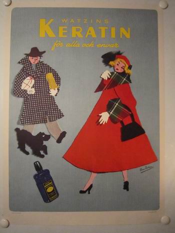 WATZINS KERATIN for alla och envar - vintage poster