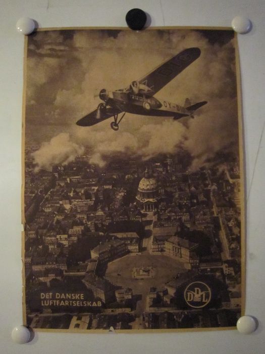 DET DANSKE LUFTFARTSSELSKAB DDL - vintage poster