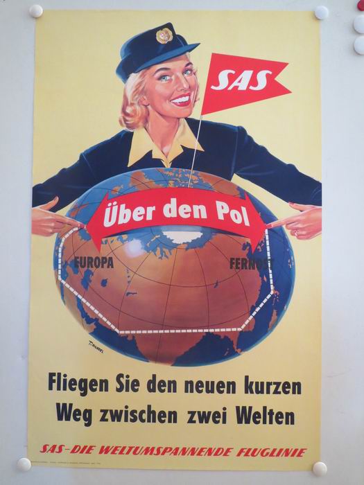 SAS UBER DEN POL - vintage poster