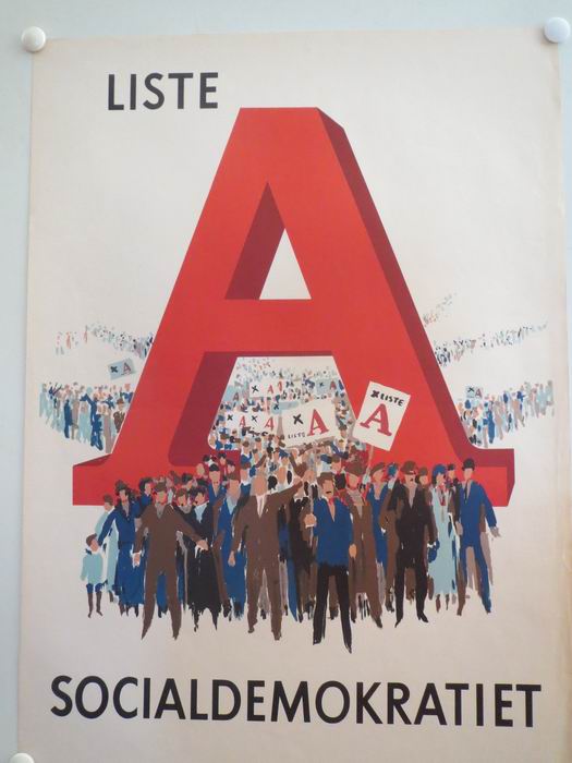 LISTE A - SOCIALDEMOKRATIET -  vintage poster