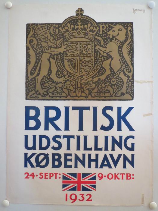 BRITISK UDSTILLIHNG KØBENHAVN 1932 -  vintage poster
