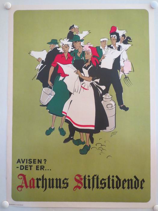 AVISEN - DET ER AARHUS STIFTSTIDENDE - vintage poster