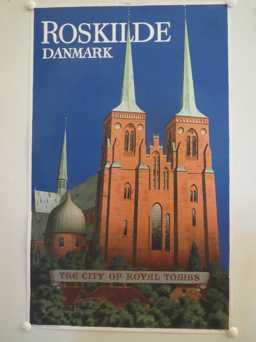 ROSKILDE DANMARK THE CITY OF ROYAL TOMBS - vintage poster