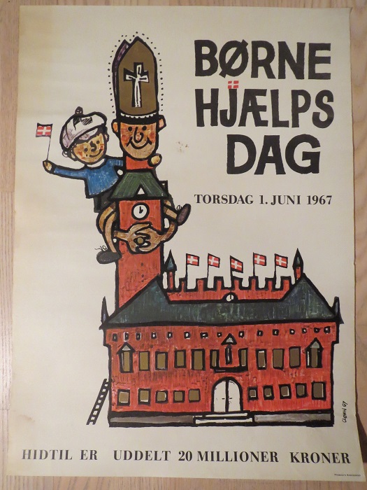 BØRNEHJÆLPSDAG TORSDAG 1 JUNI 1967 - vintage poster