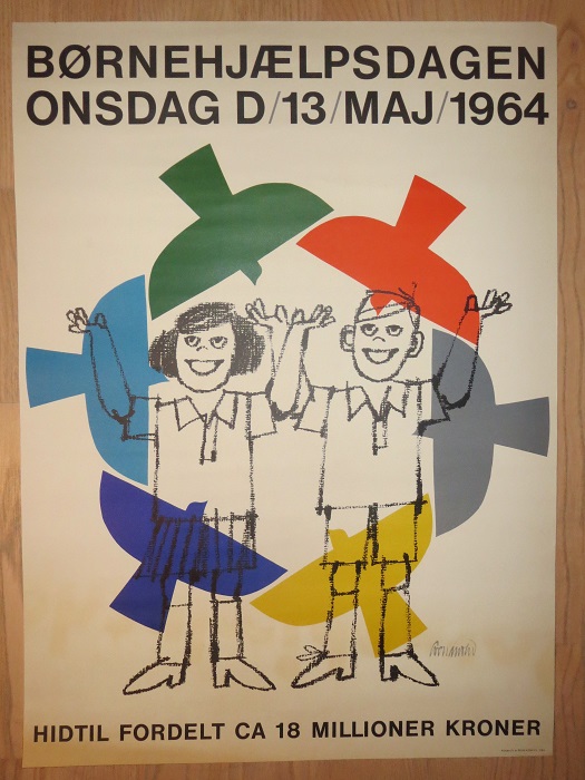 BØRNEHJÆLPSDAGEN ONSDAG d 13 MAJ 1964 - vintage poster
