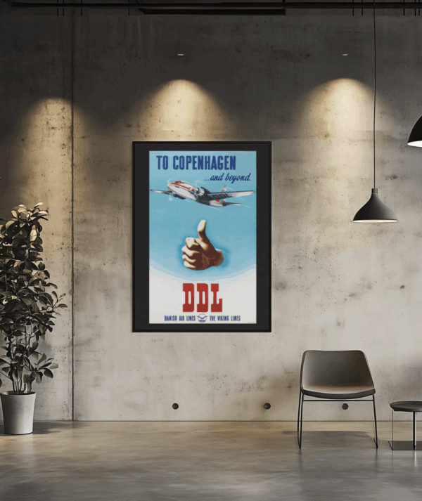 1947 Danish Air Lines DDL by Mogens Bryder - Original Vintage Poster